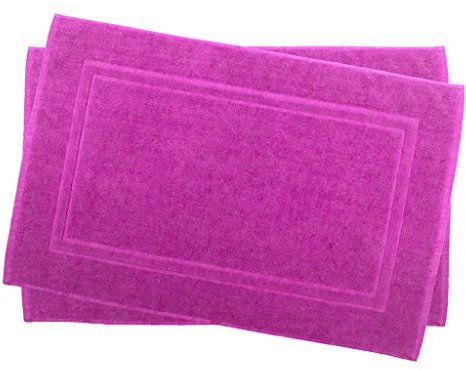 Julie Julsen 2er Pack 50 x 80 cm Badvorleger in Premium Qualität 900 gm2 in aktuellen Farben und 4 Größen aus Baumwolle Badematte Badteppich Duschvorleger Design Doppel Rahmen Pink