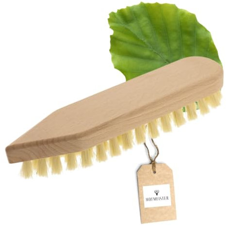 HOFMEISTER® Holz-Scheuerbürste, 21 cm, für Starke Verschmutzungen, stabile Fibre-Natur-Borste, verträgt Hitze & Reinigungsmittel, Waschbürste für Haushalt, Auto & Boot, spitz-rund