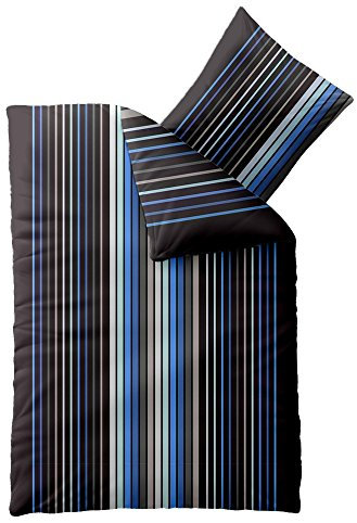 aqua-textil Concept Bettwäsche 155 x 220 cm Mikrofaser Bettbezug Jasmin Streifen Schwarz Blau