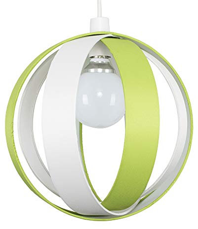 MiniSun | Modern Green and Cream Fabric Cocoon Ceiling Light Shade | Pendant Lights, Home Décor & Improvement Essential | Includes 6W LED Bulb