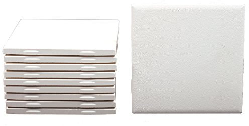 Creative Hobbies® BTG4 Un-glazed Ceramic Bisque Tiles for Decorating with Underglazes and Glazes, 4.25 X 4.25 Inch Square, Box of 10 Tiles by Dal tile