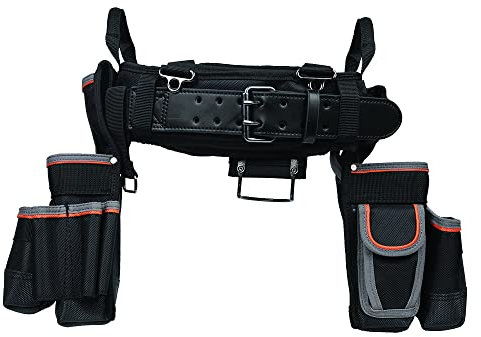 Klein Tools 55427 Tradesman Pro Elektriker gepolsterter Werkzeuggürtel und Werkzeugtasche Combo für langen Tragekomfort und Haltbarkeit, Größe M
