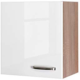 Flex-Well 00007836 Oberschrank Valero Hochglanz weiß, Sonoma Eiche 50 x 54,8 x 32 cm
