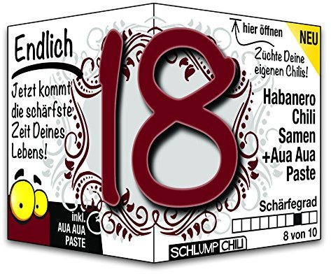 Schlump-Chili⎥Endlich 18 - das witzige scharfe Geburtstagsgeschenk. Eine originelle Geschenkidee zum 18. Geburtstag für junge Männer und Frauen