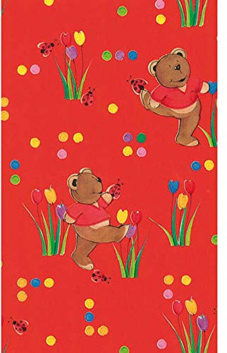 Clairefontaine 201210C - Rolle Geschenkpapier mit Metalleffekt, 50m x 70cm, 60g, 1 Rolle, Teddybär Rot