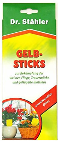 Dr. Stähler 001434 12 Sticks, gegen Schadinsekten an Zierpflanzen, 60 x 100 mm, gelb