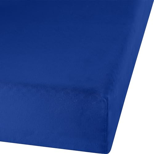 Erwin Müller Spannbettlaken, Spannbetttuch Erlangen Feinbiber Royalblau Größe 180x200 cm - 200x200 cm - warm und kuschelig, bügelfrei, mit Rundumgummi