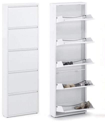 Signes Grimalt Mueble Zapatero Metalico Blanco 5 Cajones, Metal, 169x50x16 cm