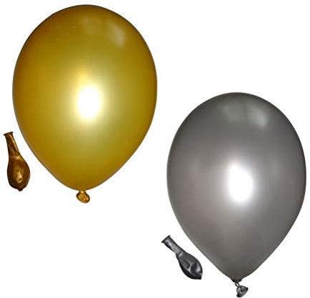 100 metallic Luftballons je 50 gold & silber Qualitätsballons 27 cm Ø (Standardgröße B85)