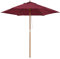 Outsunny Ombrellone da Giardino 2.5x2.3m, Ombrellone Parasole a 6 Stecche in Legno e Poliestere, Rosso Scuro