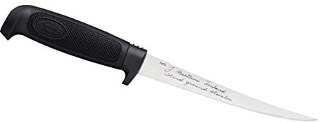 Marttiini Finnisches Filetiermesser, Klinge 15cm, rostfrei, schwarz, Kunststoff-Scheide