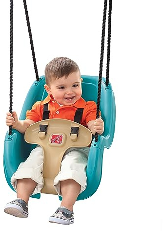 Step2 Infant to Toddler Swing, Baby Outdoor Swing, Backyard Bucket Style Swing Seat, Secure Harness, Outside Weather-Resistant Rope, Attach to Playset, For Toddlers 9 Months -3 Years Old