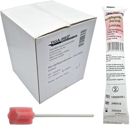 Mundpflegestäbchen Wattestäbchen Geschmack Lemon Box a 250 Stck Mundhygiene Tiga-Med einzeln hygienisch verpackt