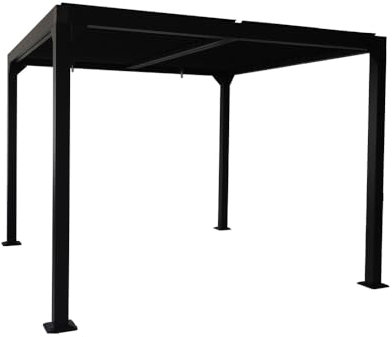 Jet-Line® | Pavillon | Pergola | Dubai II mit Lamellendach | Maße: 3 x3 m | anthrazit | UV Schutz | Beschattung Terrasse | Garten | Winterfest | Sonnenschutz | Sonnendach Aluminium Lamellenpavillon