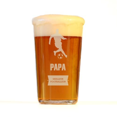 CADEAUX.COM - Verre à Bière Personnalisable 57 cl - Foot - Idée Cadeau Avec Prénom et Message - Fête des Pères - Papa