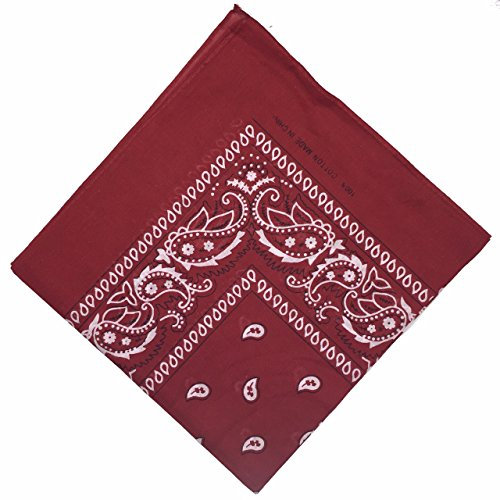 BOOLAVARD 1, 6, 9 oder 12 Stück Cowboy Bandanas Bandana mit original Paisley Muster,1er pack,Burgund