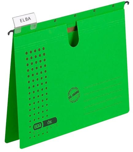 ELBA Hängehefter chic für A4, aus Karton, grün, 5er Pack