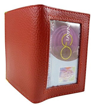Chaussmaro Porte carte - Etui passe Navigo croûte de cuir Rouge TU
