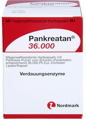 Pankreatan 36.000 Hartkapseln Verdauungsenzyme mit Pankreas-Pulver vom Schwein, 50 St. Kapseln