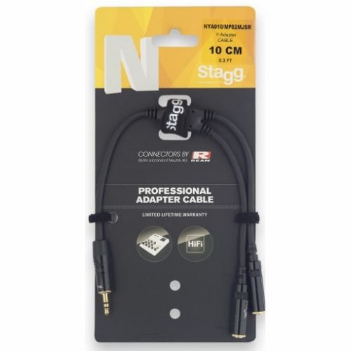 Stagg 21409 10 cm Headphone Splitter Adapter Y Cable - Black