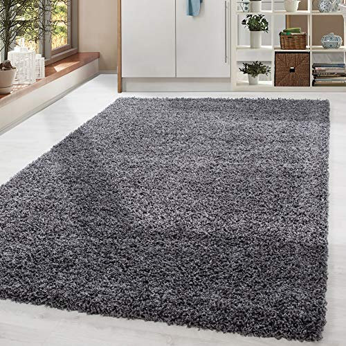 HomebyHome Shaggy Teppich Wohnzimmer 240 x 340 cm - Shaggy Teppich Hochflor Grau Extra Weich und Flauschig - Waschbarer Langflor Teppiche für Schlafzimmer, Küche, Flur - Carpet, Halı, Kilim