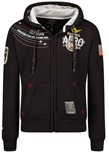 Geographical Norway, felpa con cappuccio da uomo, giacca modello Faero Black XX-Large