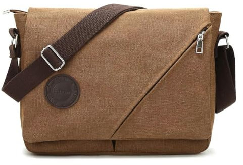 Eshow Men Messenger Bag canvas laptop Shoulder Bag for Men 14 inch Tablet Messenger Briefcase Work MacBook Pro Crossbody Bag Satchel for Casual Business School Travelling