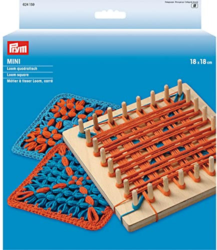 Prym Mini Square Knitting Loom 18 x 18cm, Wood, Multi-Colour, 21 x 18 x 3.2 cm