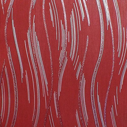 World of Wallpaper Stylish Shimmer Wallpaper – Lightly Textured Striped Wallpaper – Modern Wallpaper for Living Room, Bedroom, Hallway – Red/Silver