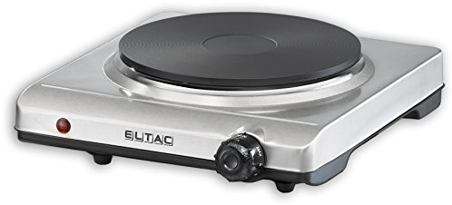 ELTAC Einzelkochplatte EK 19 - 1 Gussheizplatte, stufenlos regelbar, Überhitzungsschutz, 1500 Watt, Edelstahl, 18 cm