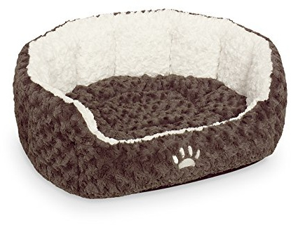 Nobby 71561 Komfortbett Oval Neiku für Hunde oder Katzen, L x B x H: 86 x 70 x 24 cm, braun/weiß