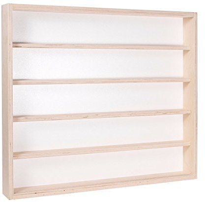 Alsino V32 Vetrina espositiva | 60 x 52 x 6 cm | in legno di betulla non trattato | 5 ripiani | 2 vetri plexiglass scorrevoli | Modellismo | Collezionismo | Figurine | Profumi