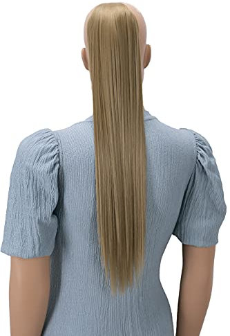 CAISHA 60cm Zopf mit 2 Bändern Pferdeschwanz Langhaar Extensions Haarverlängerung Haarteil Glatt Aschblond HC23