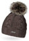 Neverless Damen Strick-Mütze gefüttert mit Kunstfell-Bommel, Winter-Mütze, Bommelmütze, braun Unisize