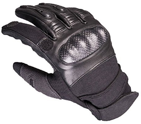 Copytec SEK Handschuhe Spezial-Sonder-Einsatzkommando Tactical Polizei Karbon Schutz Airsoft Biker Sportschütze Army Bundeswehr Leder Öffung Zeigefinger, Farbe:Schwarz, Größe:Herren M