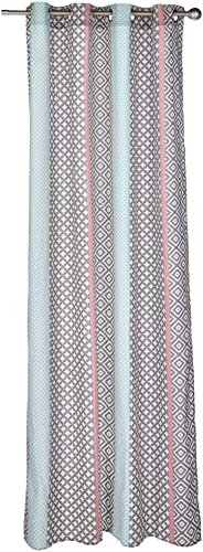 Douceur d'Intérieur 1 Ösenvorhang aus Baumwolle, 140 x 240 cm, Motiv: Baltic, Rosa/Menthe, 140L X 240H cm (1 Panneaux)