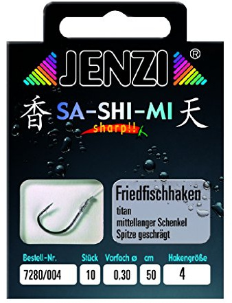 10 x Jenzi Friedfischhaken Angelhaken, Gebunden, Größe 14, 0,16 mm, 50 cm