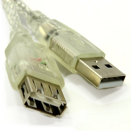 kenable CLEAR USB 2.0 Extension Cable A to A Female Lead 24AWG Ferrite 5m [5 metres]