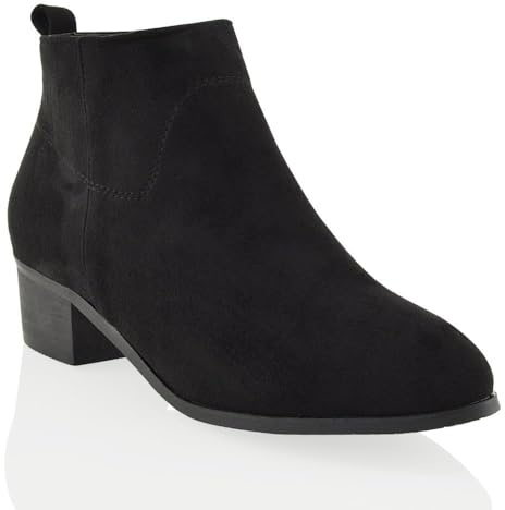 ESSEX GLAM Women's Low Heel Ankle Booties – Classic Side Zip Suede Chelsea Boots – Comfortable Slip-On Boot with Block Heel for Fall & Winter