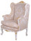 Ohrensessel Barock Salon Sessel Creme Armlehnstuhl Holz gepolstert Ohrenbackensessel cat560d27 Palazzo Exclusiv