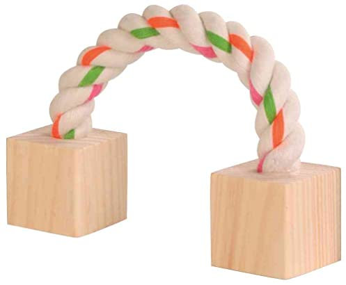 Trixie 6186 Baumwollspielseil mit Holz, Kleintiere, 20 cm