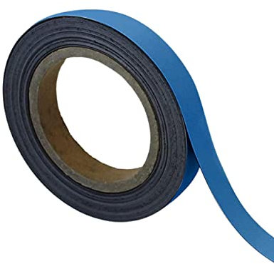 Magnetic Steel Easy-Wipe Tape, Thin & Flexible, Cut to Fit Strip, Strong Magnetic Tape, High Visible Identification, Suitable For All Non-Magnetic Surfaces - Blue - H.15mm x W.10M