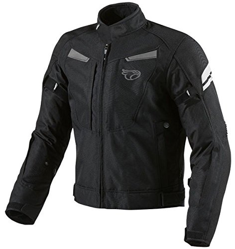 JET Blouson moto imperméable avec armure veste moto multi fonctionnel textile (Noir, 2XL (EU 54-56))