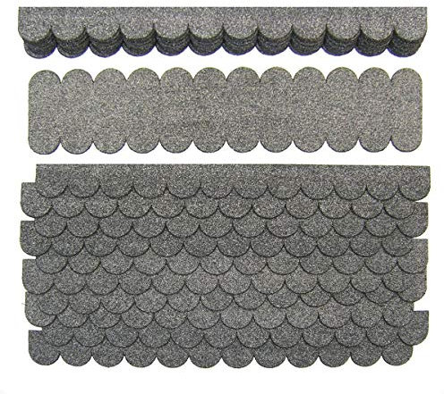 Martinshof Rothenburg Mini Dachschindeln Rund (41 mm) - 3 Sets - Grau für Vogelhaus, Nistkasten, 60 Streifen+3 Firststreifen 1,05 m²