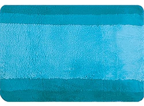 Spirella Badematte | kuscheliger Hochflor | Rutschfester Badvorleger | viele Größen | waschbar 40° | 90x60 cm | Türkis