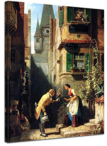 Bilderdepot24 Bild auf Leinwand | Carl Spitzweg Der ewige Hochzeiter in 40x50 cm als Wandbild | Wand-deko Dekoration Wohnung alte Meister | 180122-40x50