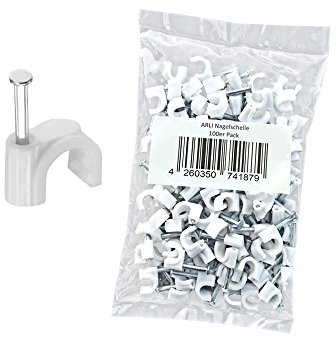 Nagelschelle 7mm100x Kabelschelle weiss allzweck Nagelschellen Rundschelle Kabelbefestigung Kabel Befestigung Nagel universal 7 mm ARLI 100 Stück weiß
