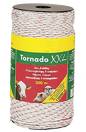 Patura Tornado XXL Litze, 400 m Rolle geflochtene Litze, weiss-rot 6 Niroleiter 0,20mm, 3 Cu-Leiter 0,30mm