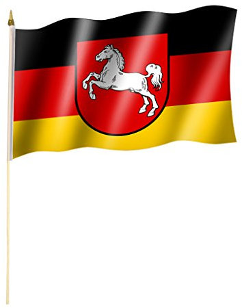 Stockflagge/Stockfahne NIEDERSACHSEN Flagge/Fahne ca. 30 x 45 cm mit ca. 60cm Stab/Stock