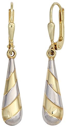 Jobo Damen Ohrhänger Tropfen 333 Gold Gelbgold bicolor Ohrringe Boutons Goldohrringe